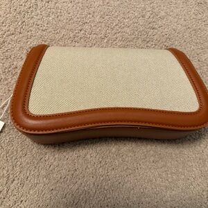 Tan and Cream Mini Bag with Leather Trim